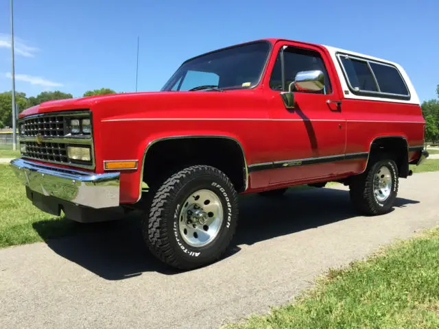 1991 k5 blazer 4x4 silverado chevy v8 classic loaded convertible fire red 350