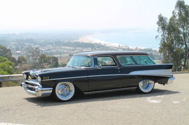 *** lqqk *** custom black 1957 chevy nomad bel air wagon - 357ci / 6 spd trans!