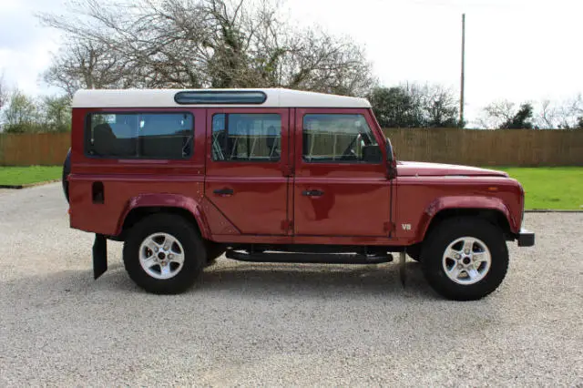 1993 land rover 110 defender csw factory v8 in firenze red metallic