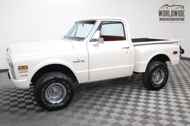 1972 white shortbox stepside big block auto pearl white!