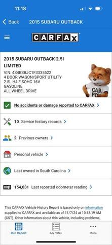2015 subaru outback 2.5i limited