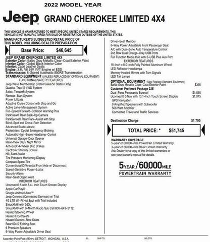 2022 jeep grand cherokee limited x