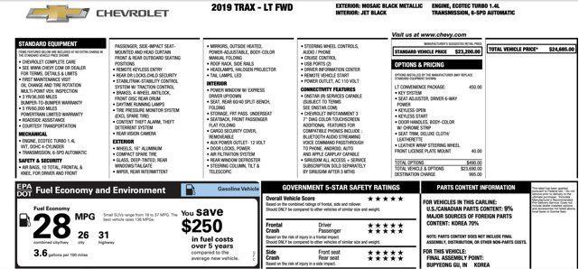 2019 chevrolet trax lt