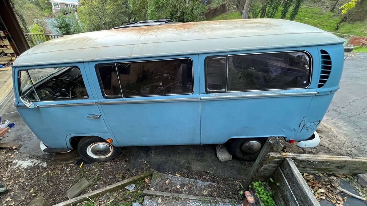 1969 volkswagen transporter van blue rwd manual bus