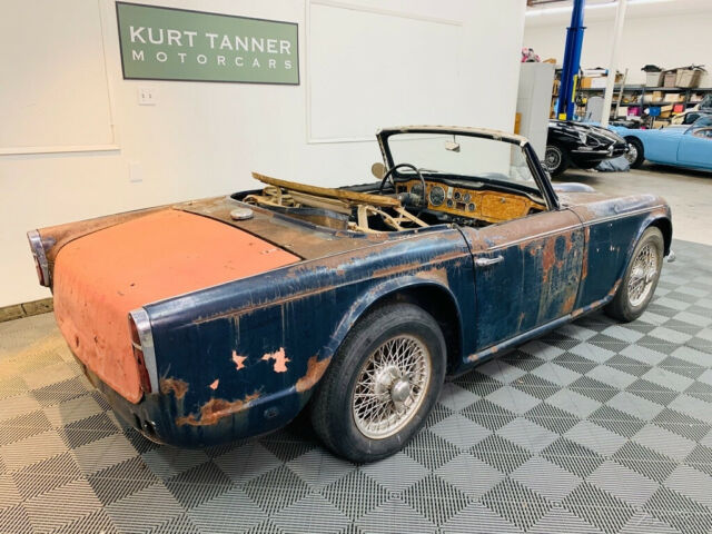 1966 triumph tr4a irs. royal dark blue on black. rare colors, desirable options