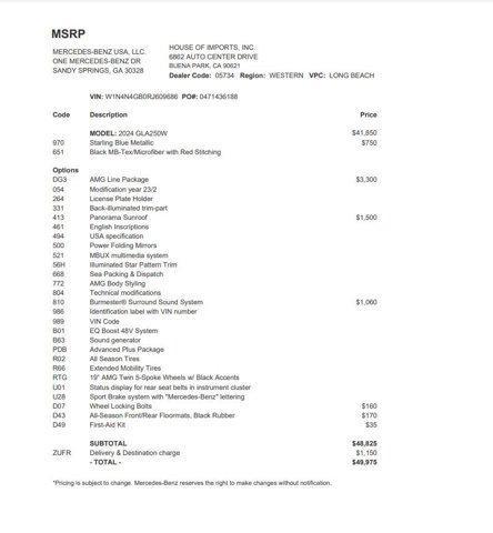 2024 mercedes-benz gla 250 base