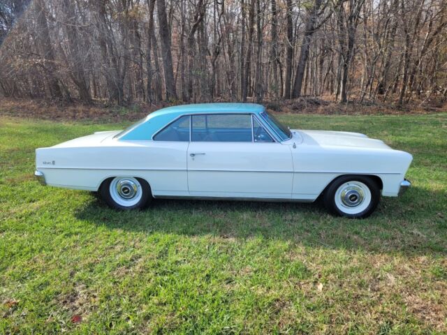 1966 chevy ii nova two tone white with turquoise top and interior