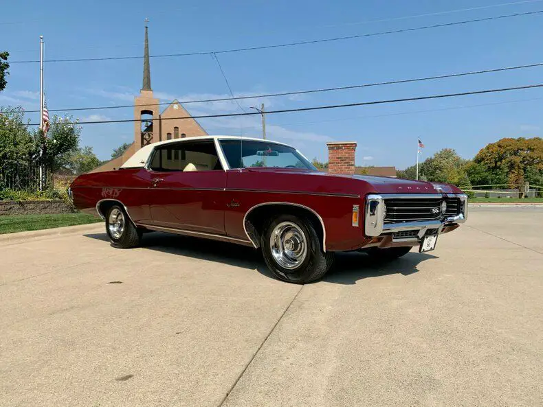 1969 chevrolet impala burgundy coupe 396 v8 3 speed automatic
