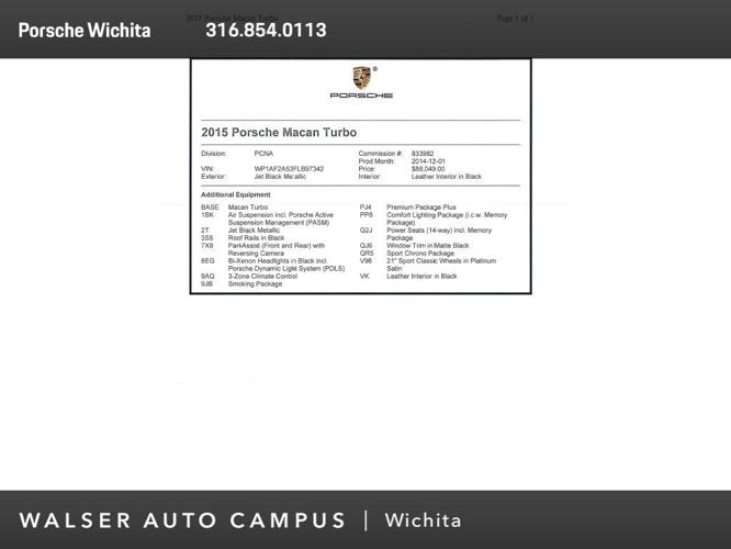 certified 2015 porsche macan turbo wichita, ks 67206 for sale in wichita, kansas