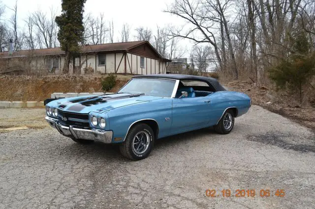 1970 chevelle ss convertible 396 4spd ps pdb tach original metal astro blue nice