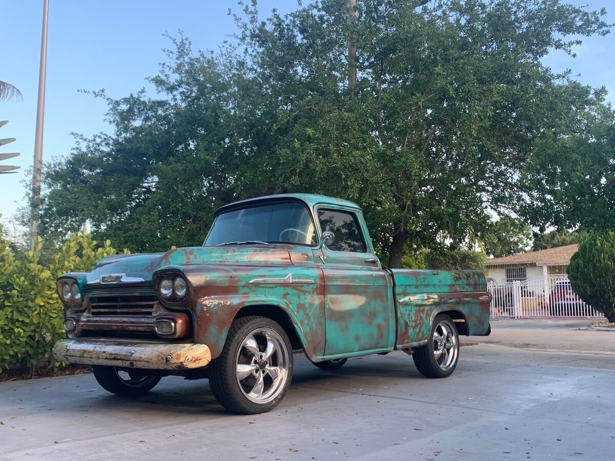 1958 chevrolet apache pickup green rwd automatic st