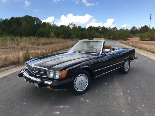 1987 mercedes benz 560 sl convertible midnight blue parchment carfax gorgeous