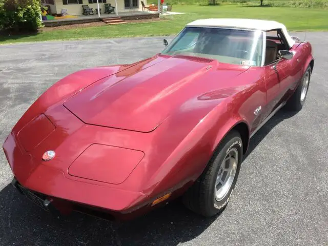 1975 chevrolet corvette convertible dark metallic red 350 auto