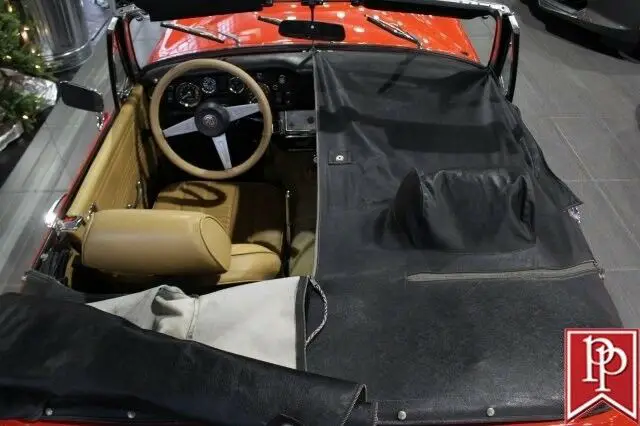 1973 mg midget roadster, red on biscuit