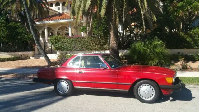 1987 mercedes-benz 560sl two owner florida beauty red over cream beige no rips