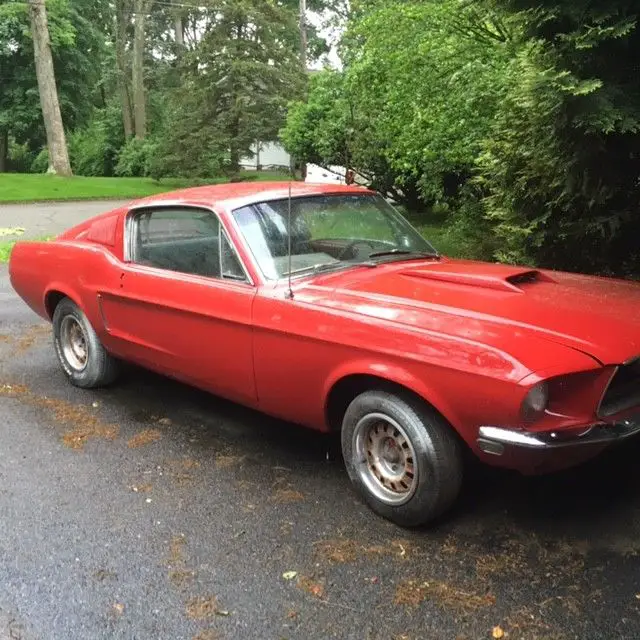 1967 mustang fastback v8 c code 289 and 3 speed manual trans. candy apple red!!