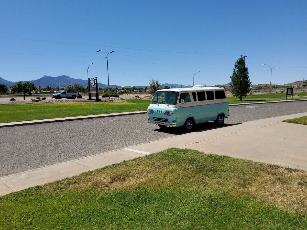 1965 ford falcon van white & turquoise with graphics