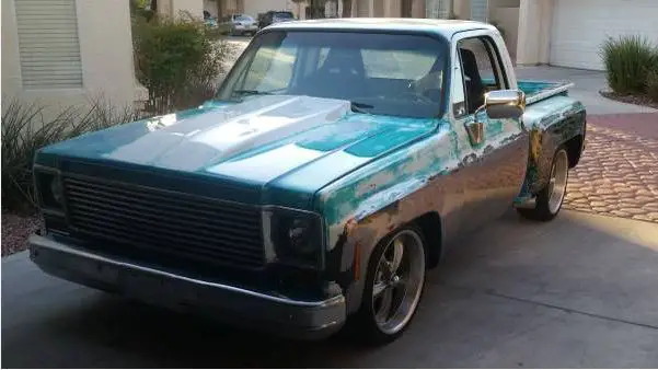 1974 chevy c10 short bed step side hot rod, rat rod, patina bare metal bandit