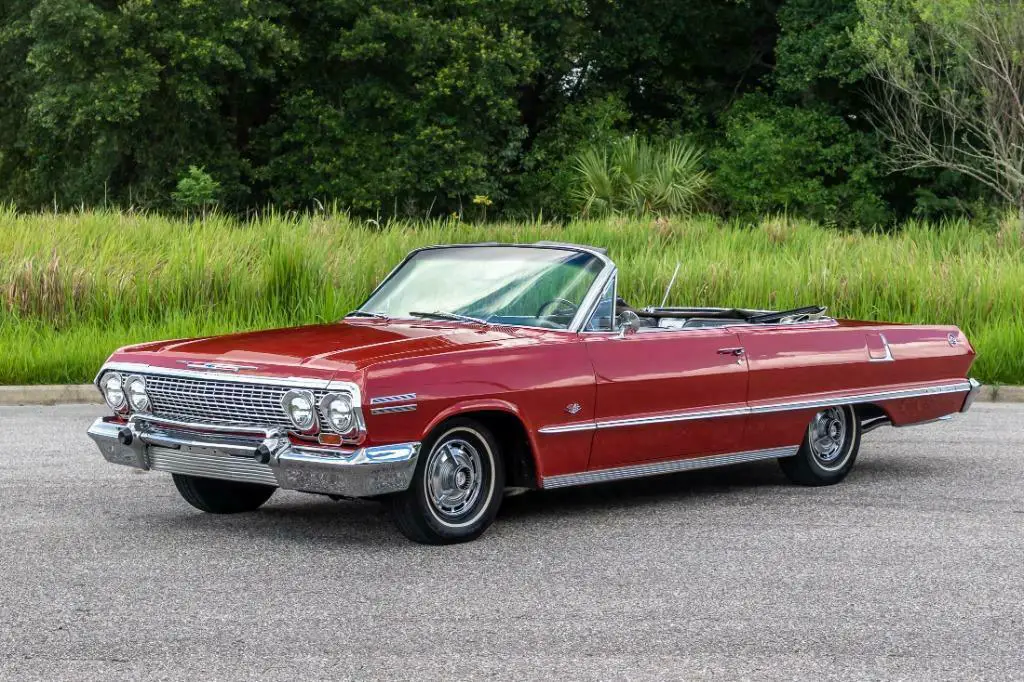 1963 chevrolet impala convertible super sport ss roman red