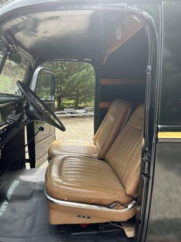 freshly painted 1947 ford panel van in wellfleet, massachusetts