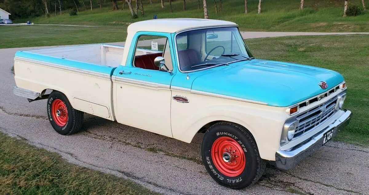 1966 ford pickup f250 blue white 352fe v8 original classic hd dana 60 rear f100