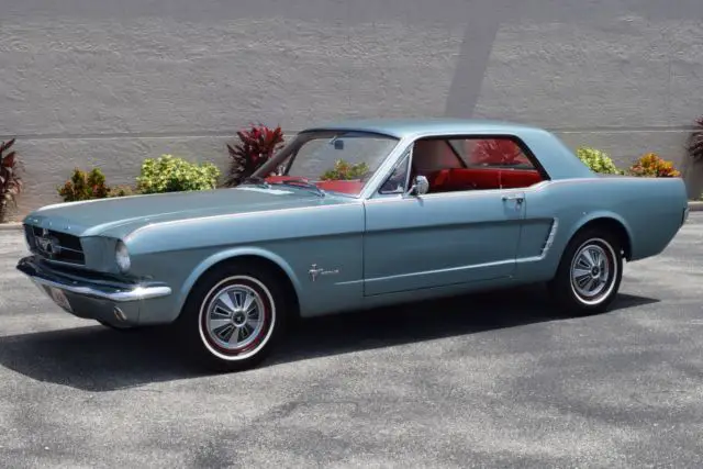 1965 ford mustang deluxe 0 silver smoke gray poly. coupe 170c.i. thriftpower str
