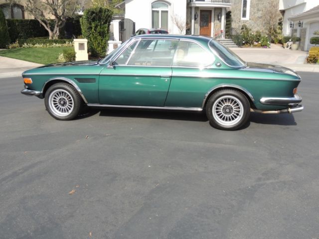 1972 bmw 3.0csi, tundra green on tan leather, 5 speed, new 3.3l motor