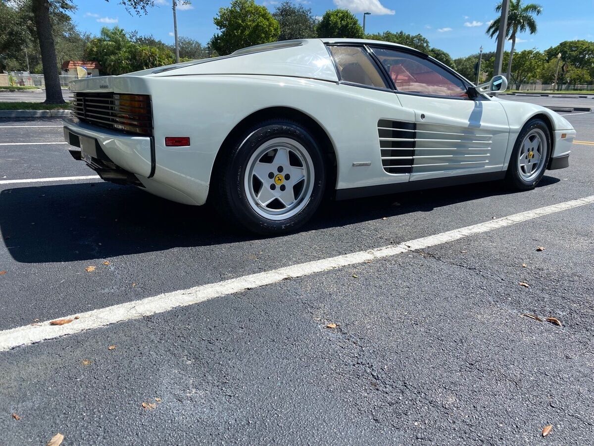 ferrari testarossa 1991 white bianco with original two tone tan on red