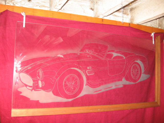 custom etched 427 large h/d glass cobra car in partial frame