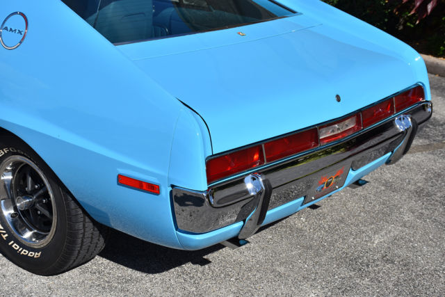 1970 amc amx 390ci auto big bad blue rotisserie restoration original docs