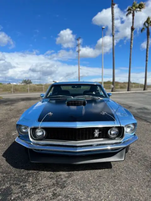1969 ford mustang blue rwd automatic mach 1 fastback