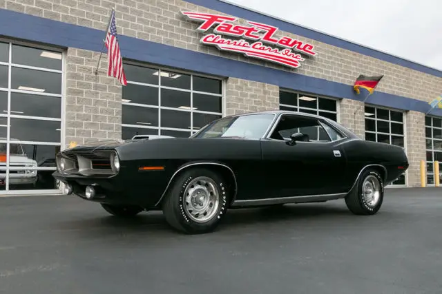 1970 plymouth cuda numbers matching 440 6-pack factory black / black