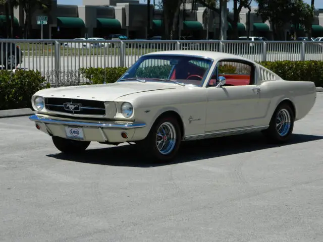 1965 ford mustang 2+2 fastback original a code white over red factory a/c pb ps
