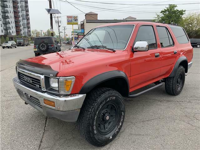 1990 toyota 4runner sr5 99,485 miles red v6 cylinder engine 2.9l/180 automatic