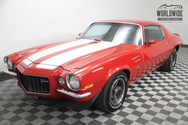 1970 red rs z28. split bumper. fuel injected! show!!