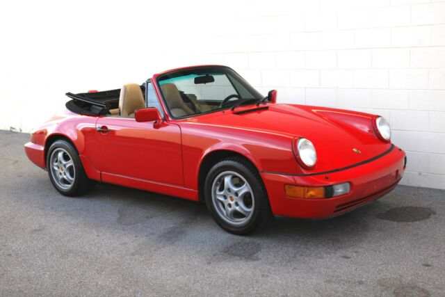 1991 porsche 964 (911) carrera 2, 5 speed cabriolet guards red over tan, 131k
