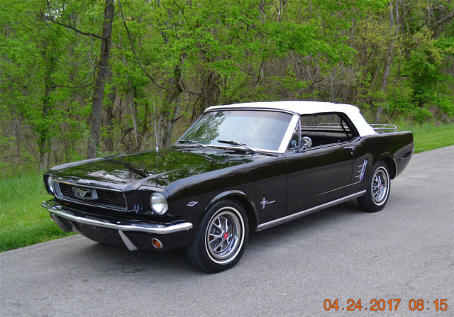 1966 mustang convertible 289 auto ps solid orignal metal beautiful deep black