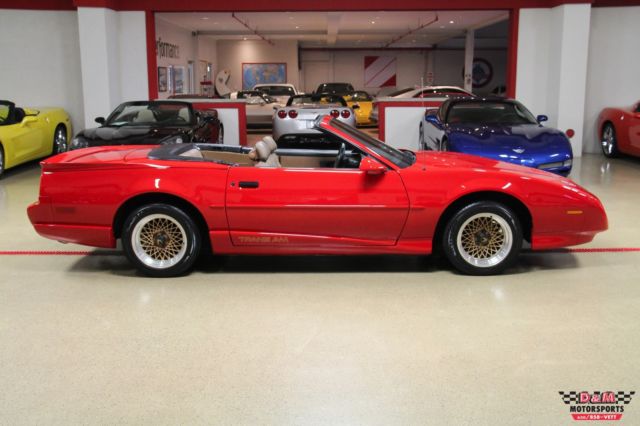 1991 pontiac firebird trans am convertible 57269 miles bright red