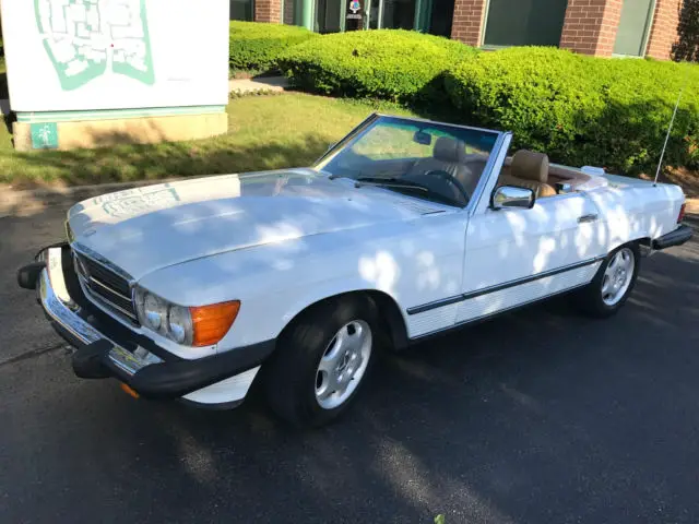 1989 mercedes benz 560sl convertible arctic white palomino crazy maintenance!