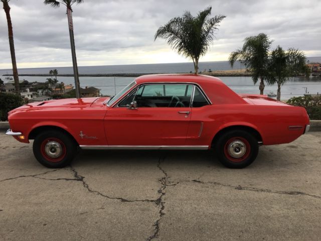 1968 ford mustang coupe 289 v8 auto transmission red / black ca car california