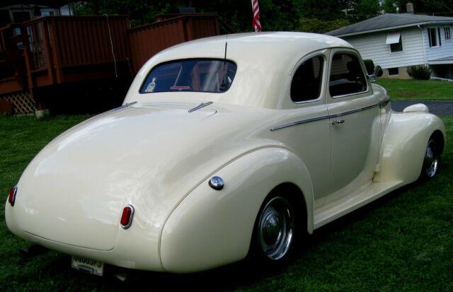 1940 coupe super deluxe steel street rod,ivory/cloth int,350/350/ps,pdb,ac,tilt