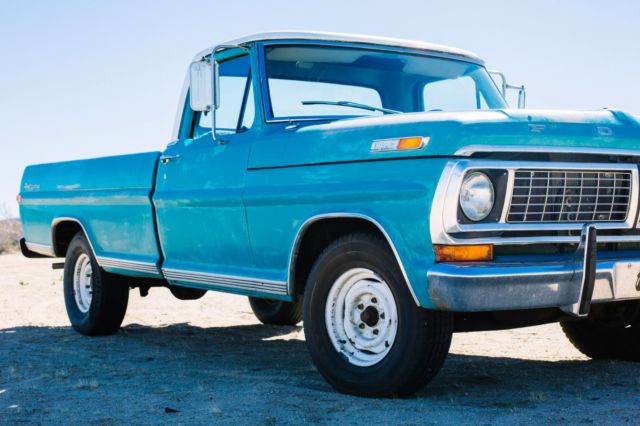 1970 ford f100 sport custom turquoise blue truck pickup