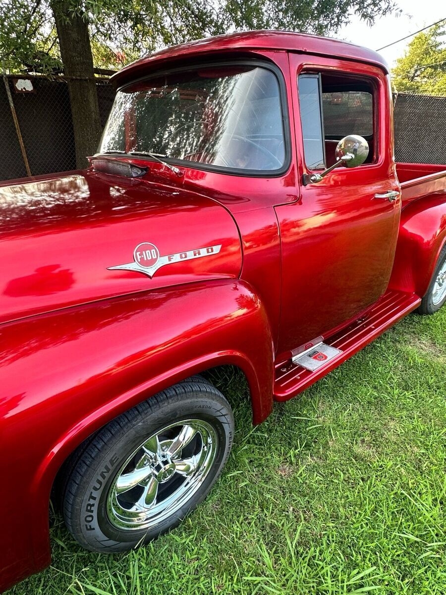 1956 ford f100 pickup red standard