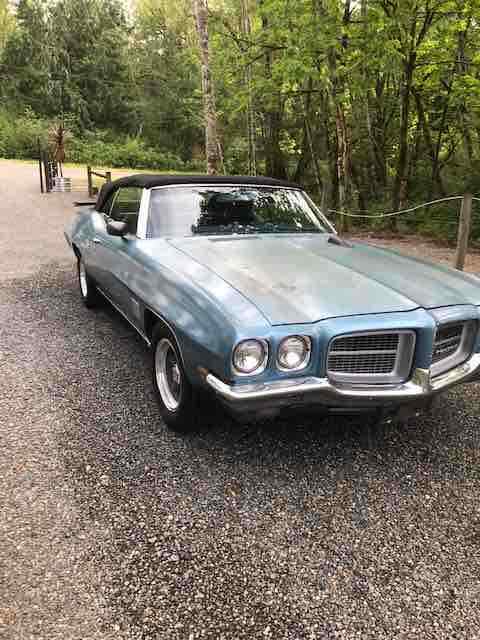 1971 pontiac lemans convertible blue rwd automatic sport