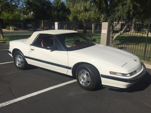 1990 convertible buick reatta - white / burgundy interior / 54,000 miles