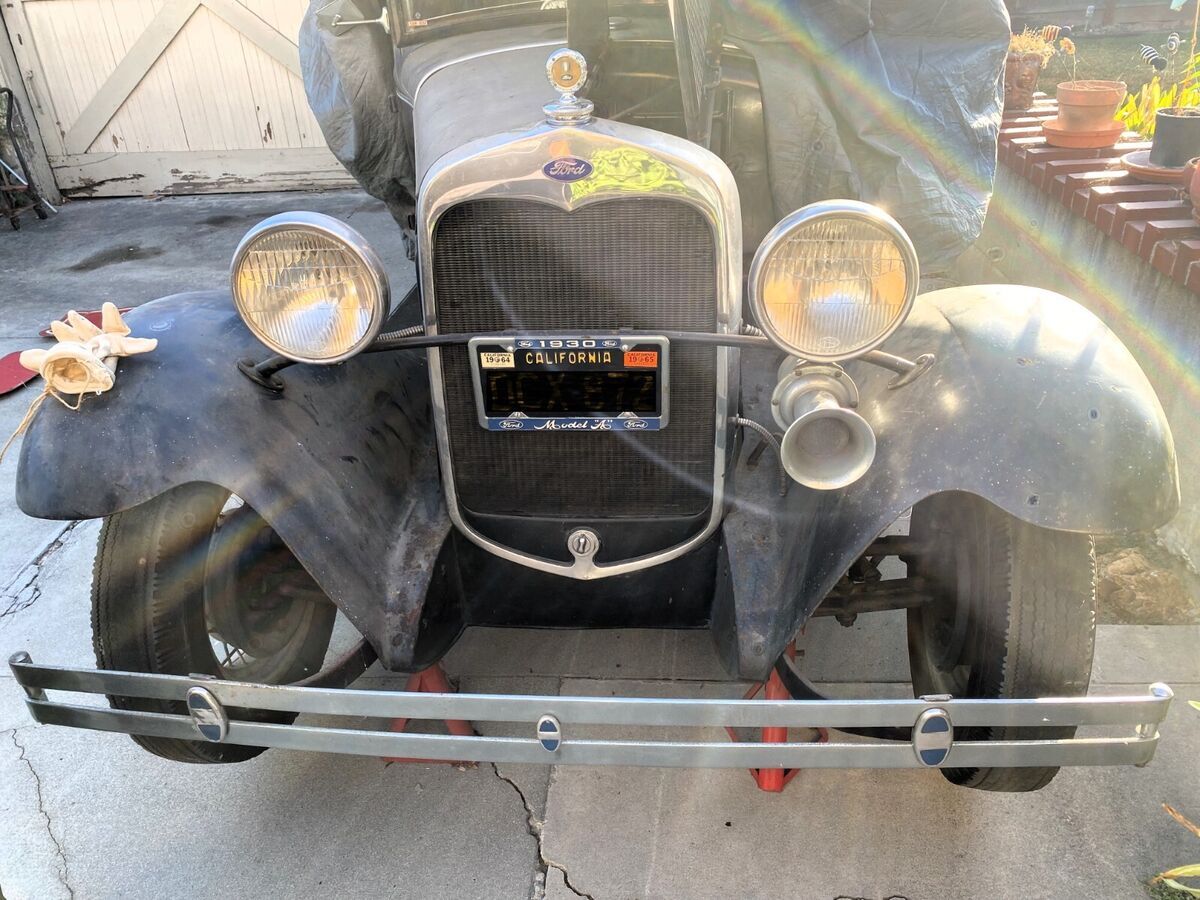 classic 1930 ford model a black st coupe with title - restoration project