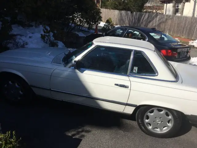 1985 mercedes-benz 380sl, white with navy blue leather and soft top, 108,000 mil