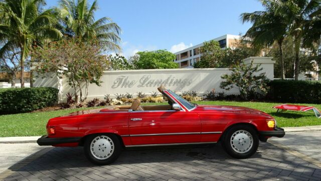 1985 mercedes benz 380sl roadster both tops red with palomino very collectible