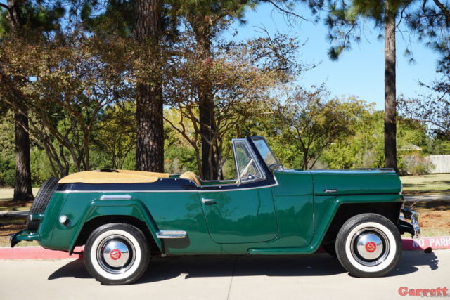 1949 willys oveland jeepster restored emerald green, leather interior, radials