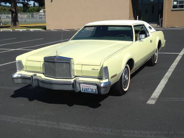 1975 lincoln continental mark iv land yacht yellow boat